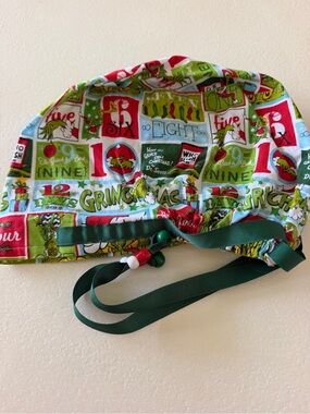 Holiday Scrub Cap - Green Multi Print